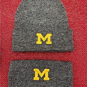 Michigan Gray Knit Beanie with Yellow Logo
